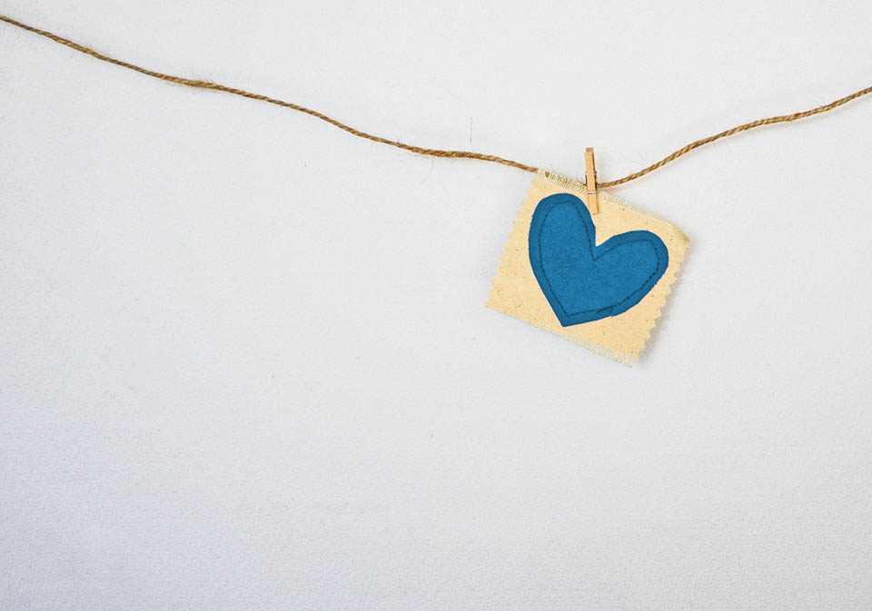 blue heart on a string